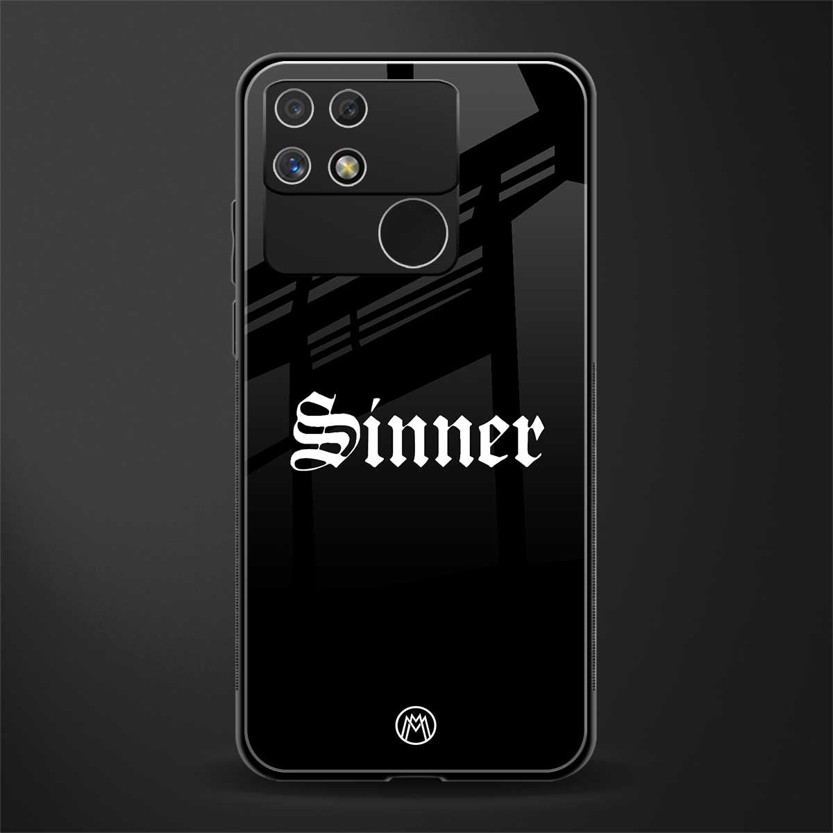 sinner back phone cover | glass case for realme narzo 50a