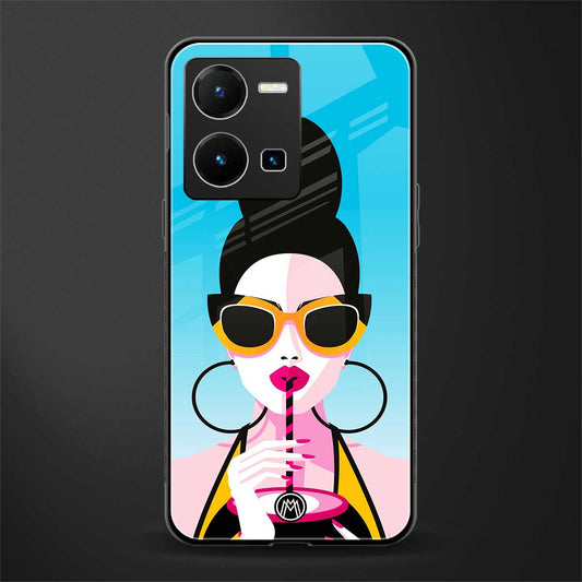 sippin queen back phone cover | glass case for vivo y35 4g