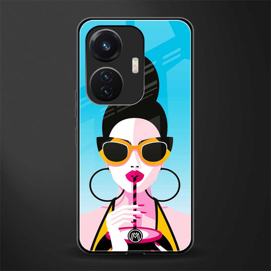 sippin queen back phone cover | glass case for vivo t1 44w 4g