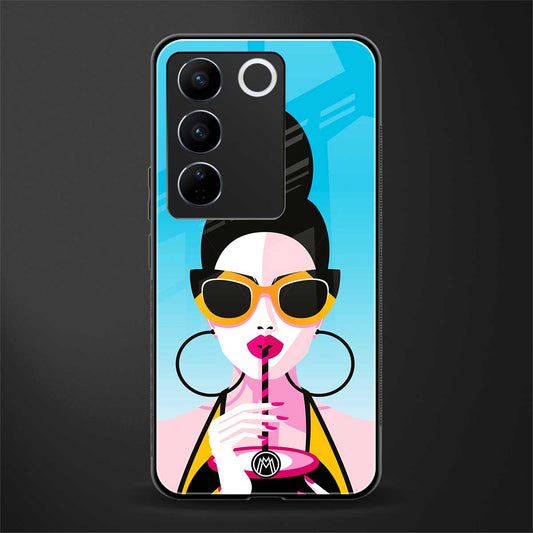 sippin queen back phone cover | glass case for vivo v27 pro 5g
