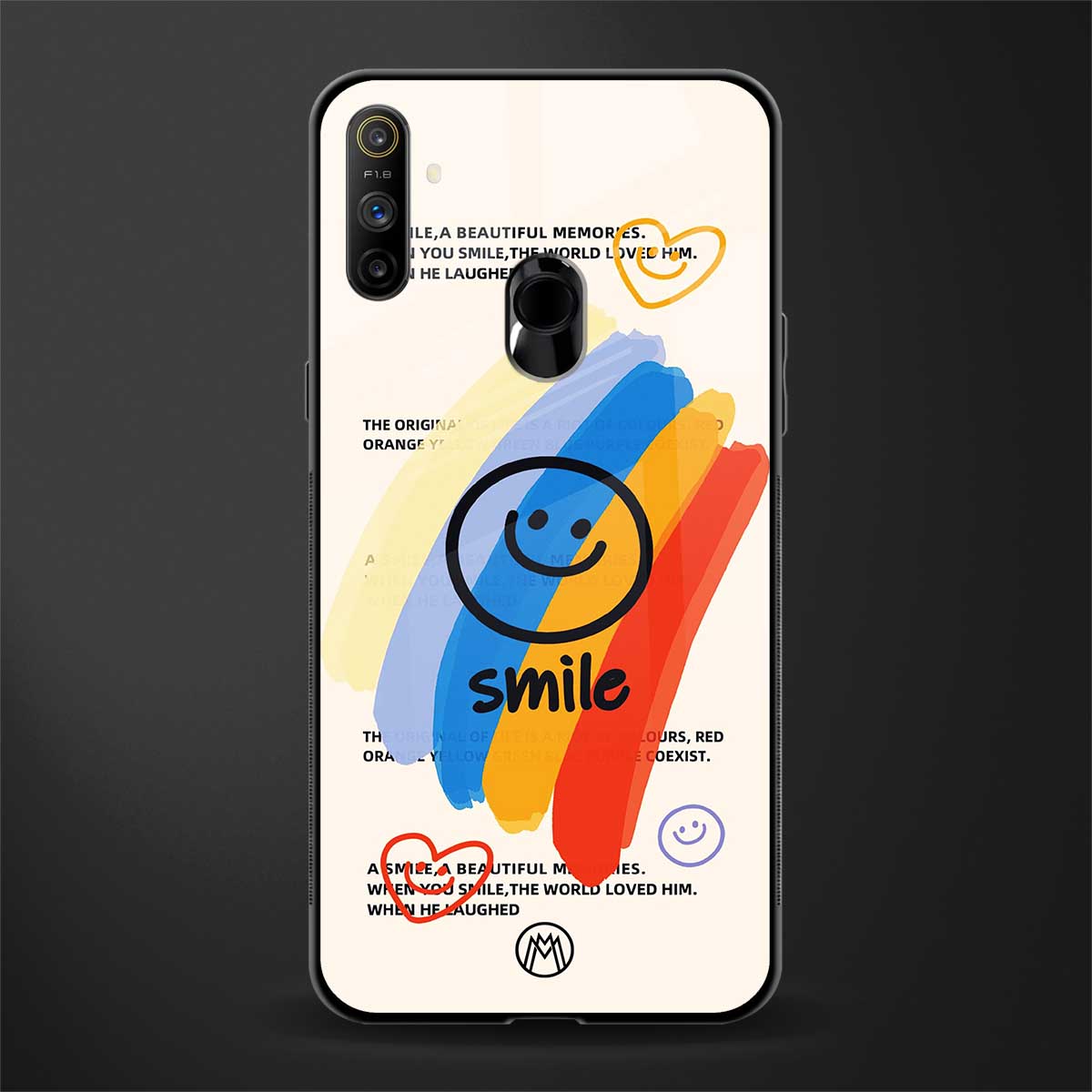 smile colourful glass case for realme narzo 10a image