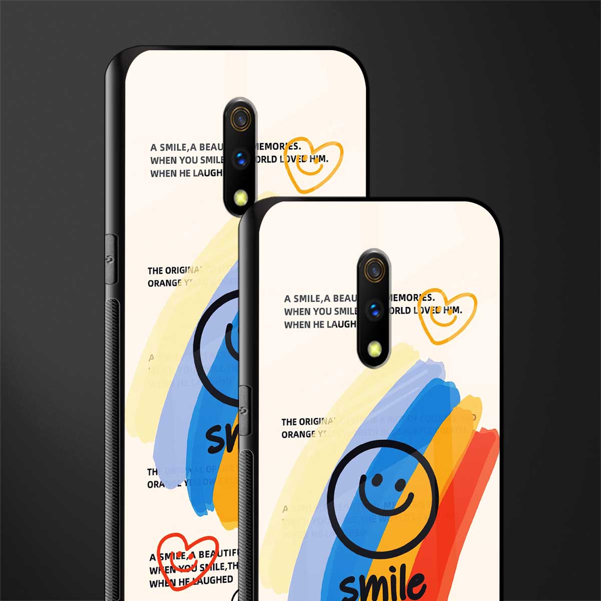 smile colourful glass case for realme x image-2