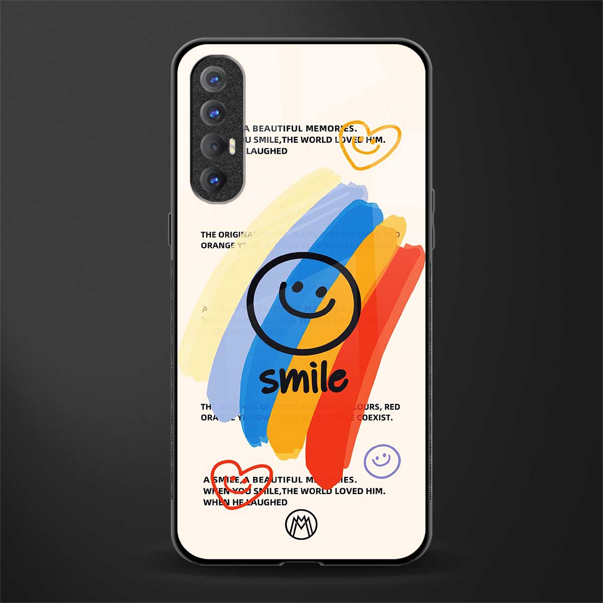 smile colourful glass case for oppo reno 3 pro image