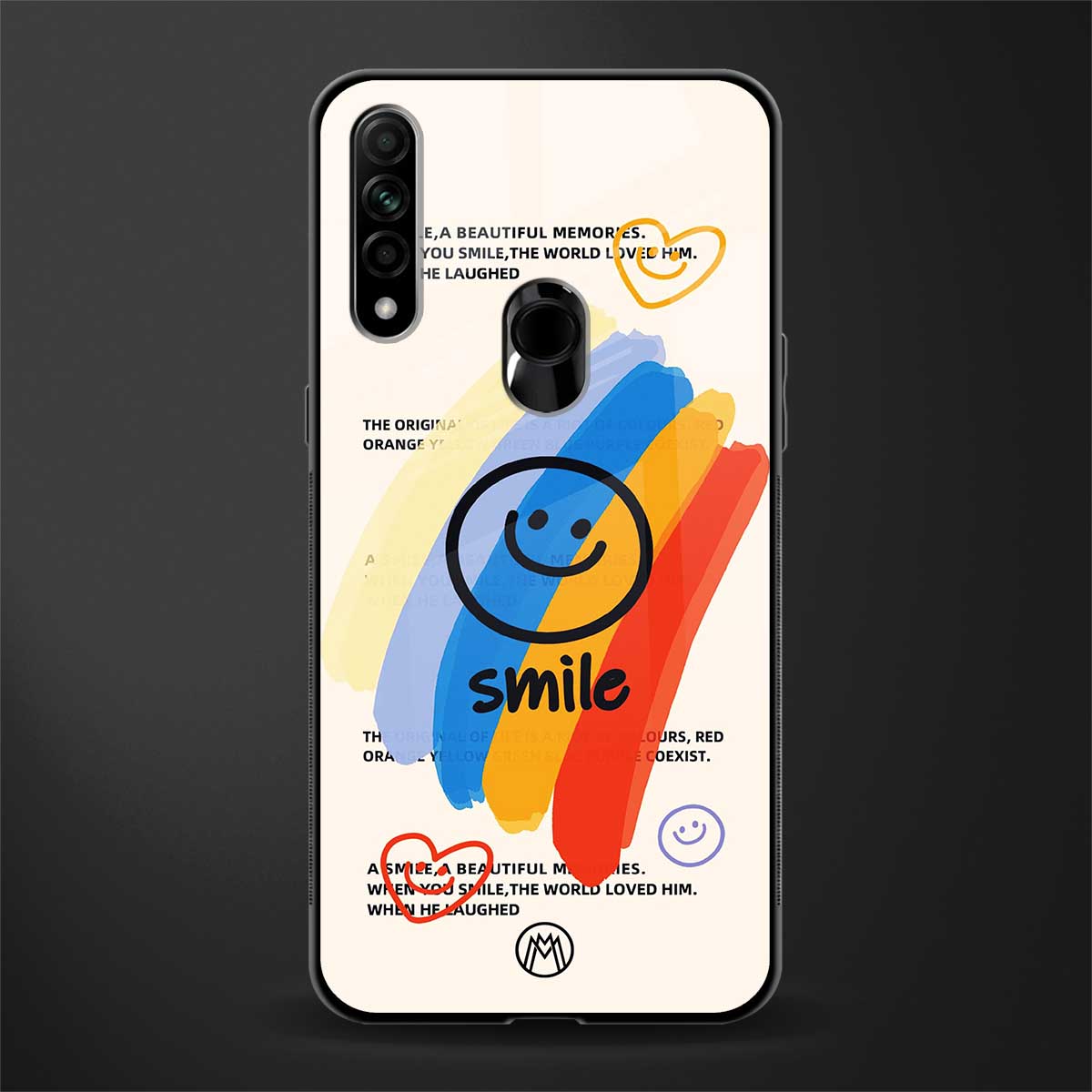 smile colourful glass case for oppo a31 image