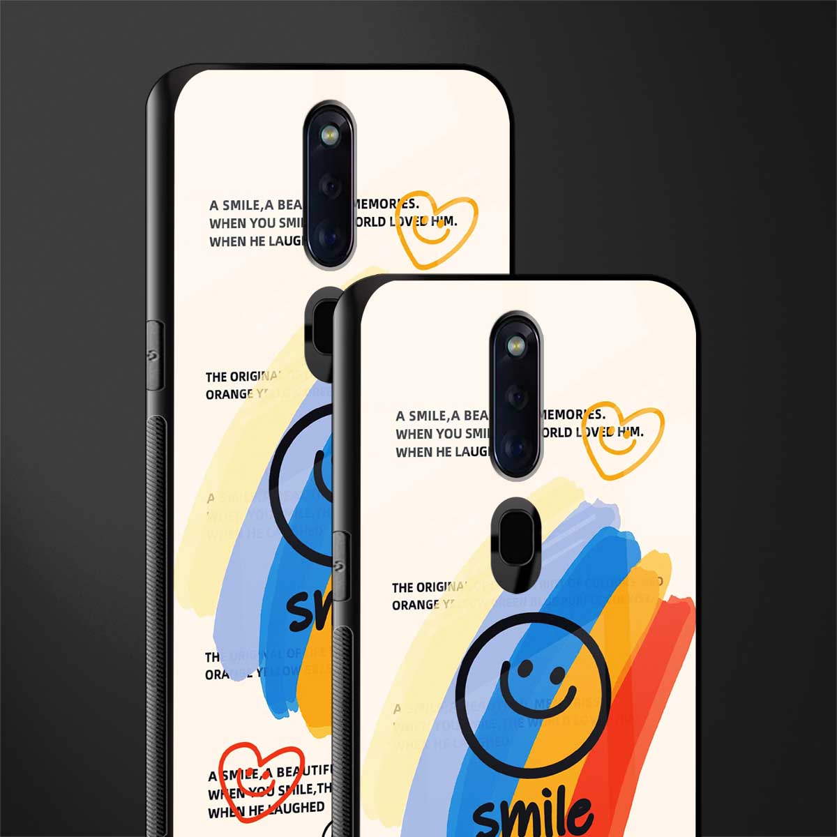 smile colourful glass case for oppo f11 pro image-2