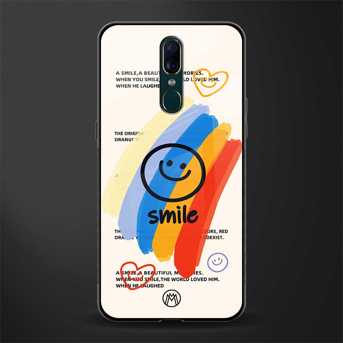 smile colourful glass case for oppo a9 image