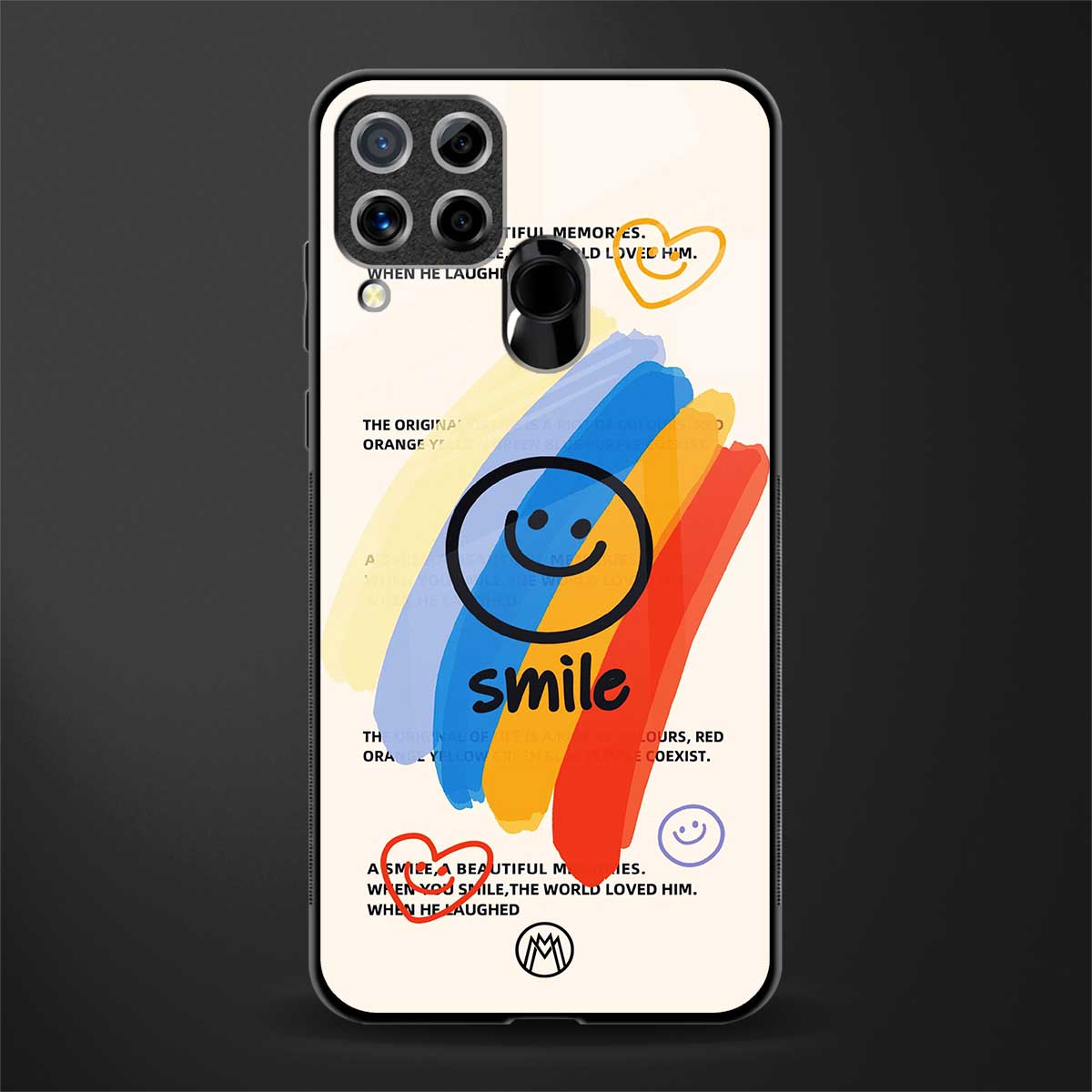 smile colourful glass case for realme c15 image