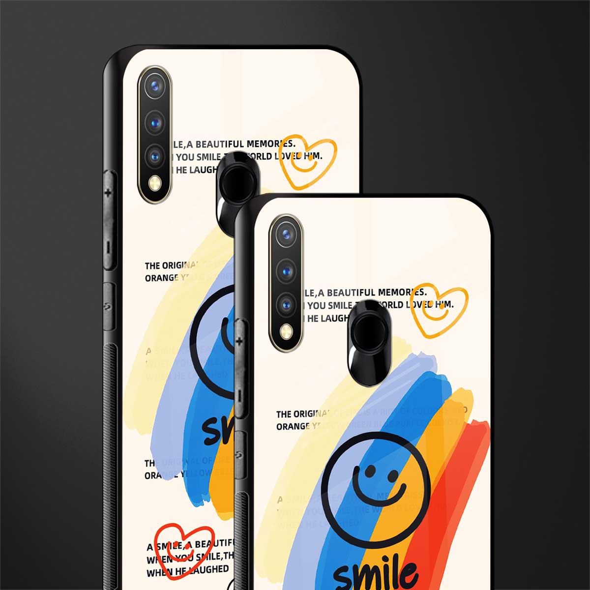 smile colourful glass case for vivo y19 image-2
