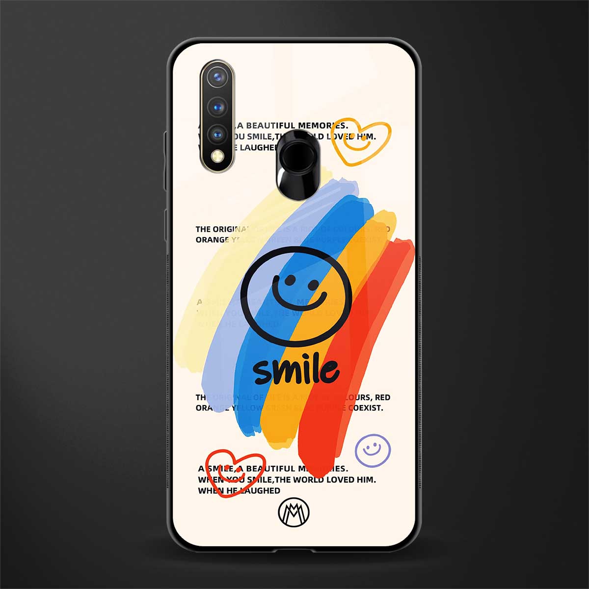 smile colourful glass case for vivo y19 image