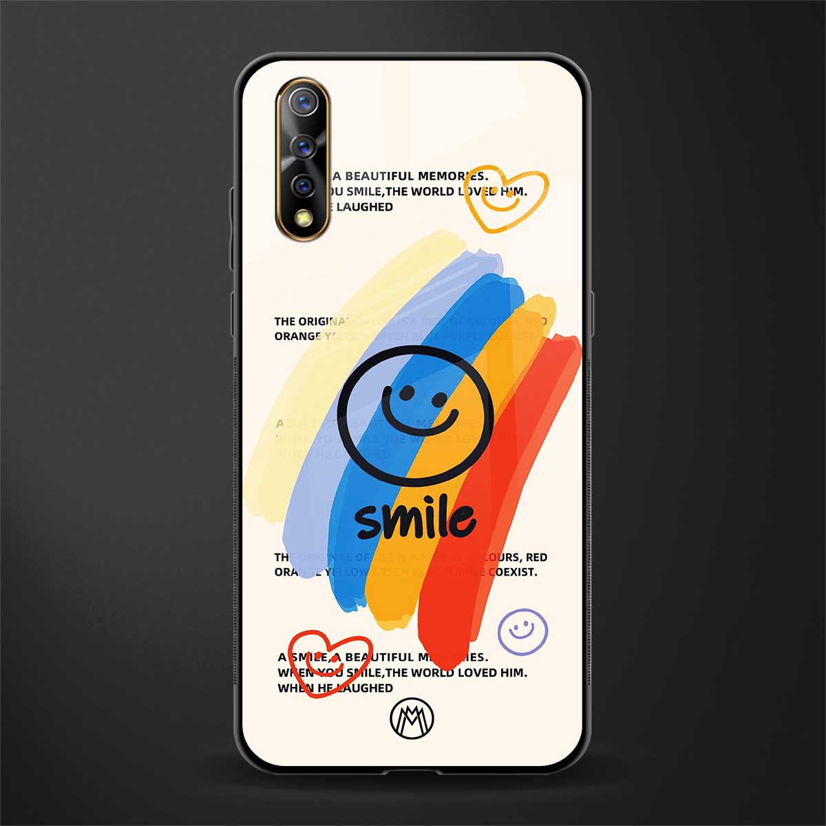 smile colourful glass case for vivo s1 image