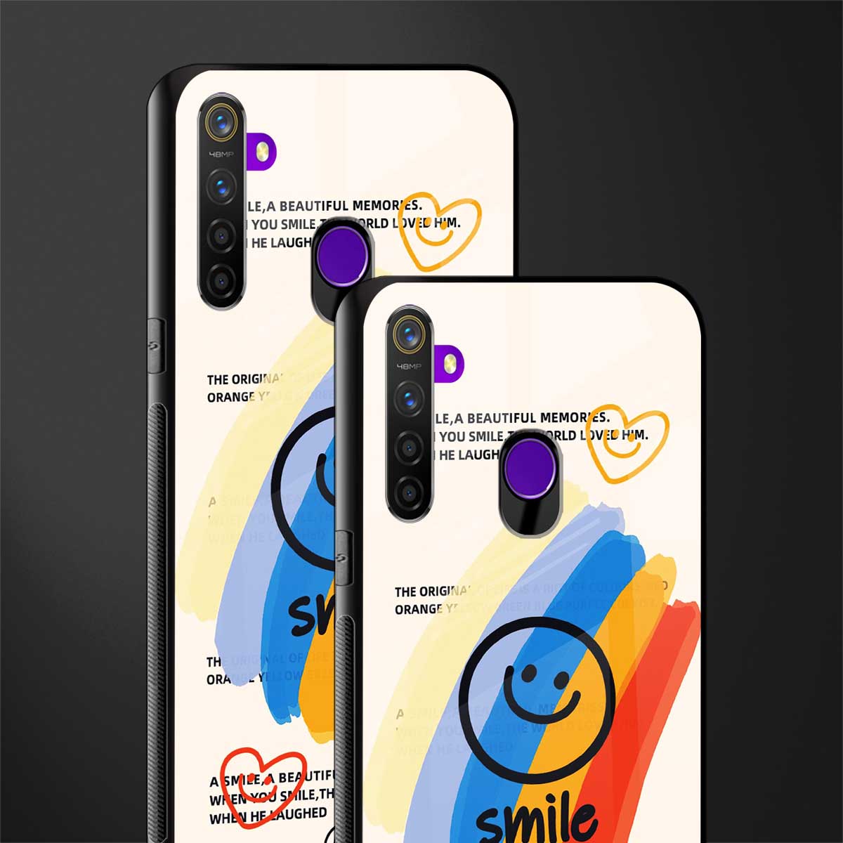 smile colourful glass case for realme 5 pro image-2