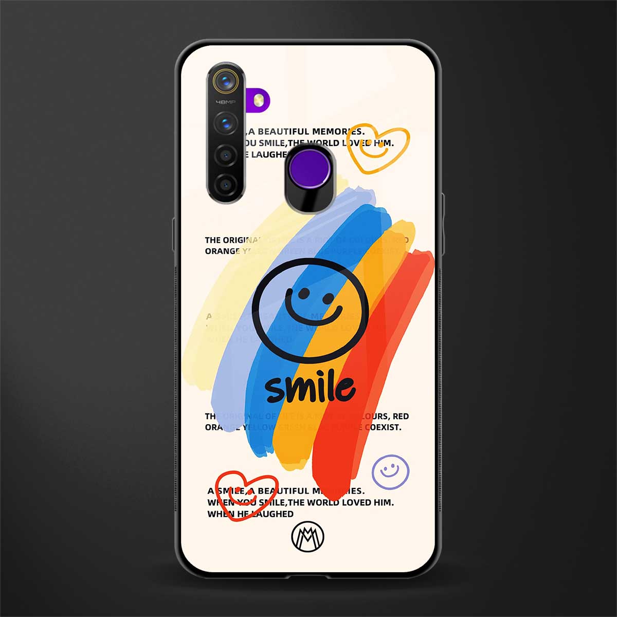 smile colourful glass case for realme 5 image