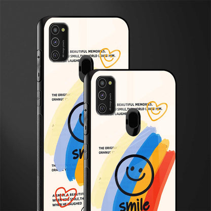 smile colourful glass case for samsung galaxy m21 image-2