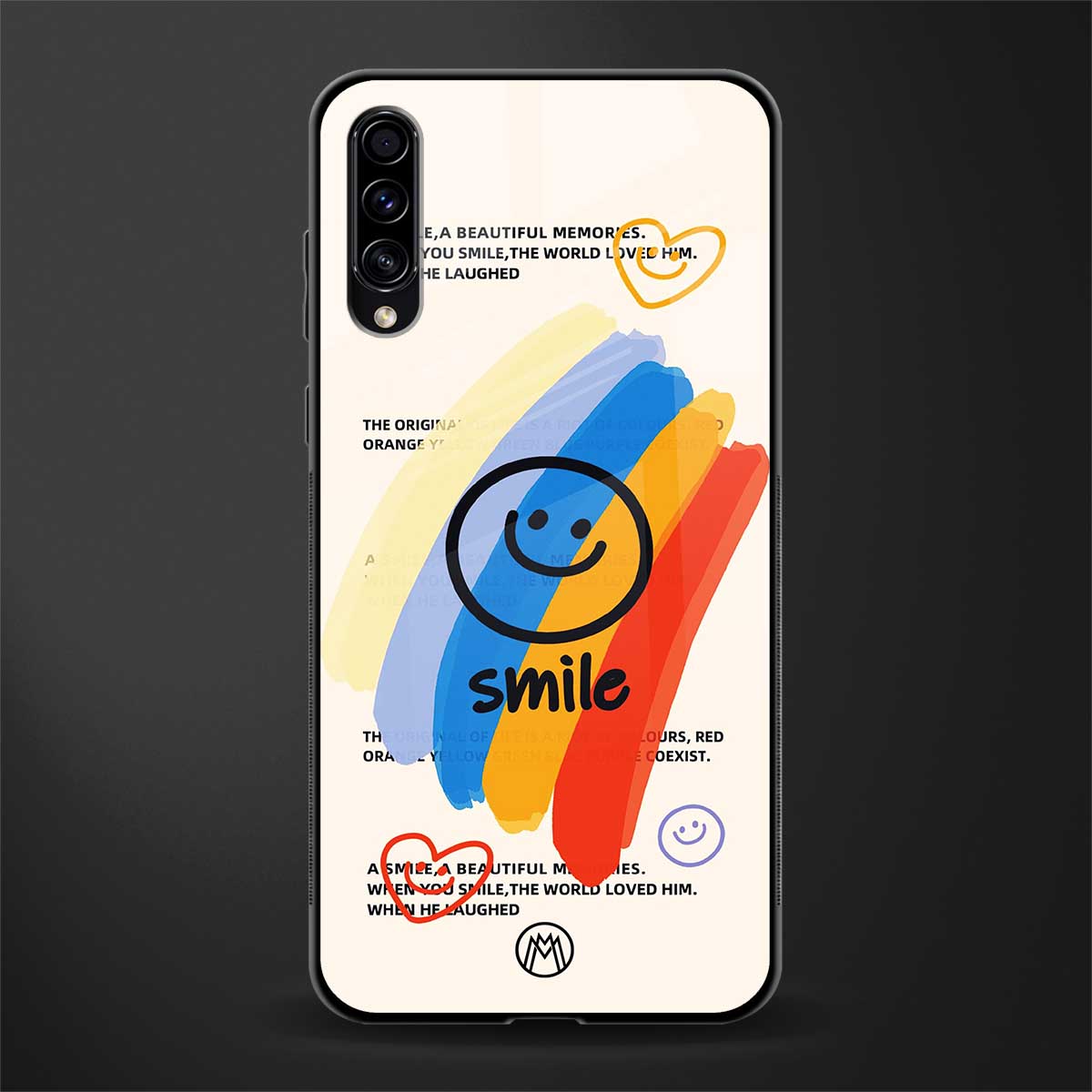 smile colourful glass case for samsung galaxy a70 image