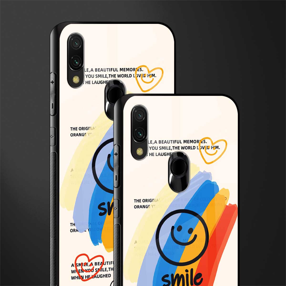 smile colourful glass case for redmi 7redmi y3 image-2