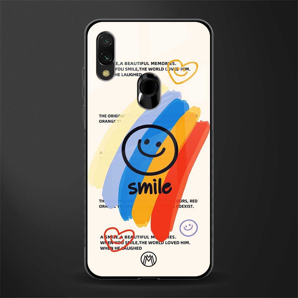 smile colourful glass case for redmi 7redmi y3 image