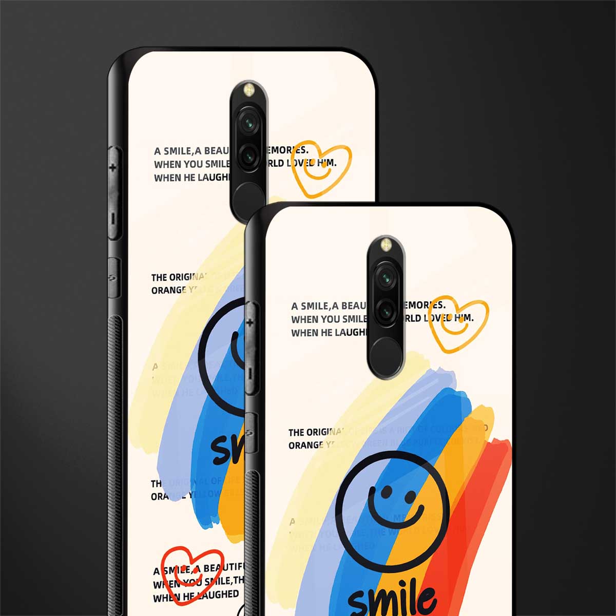 smile colourful glass case for redmi 8 image-2