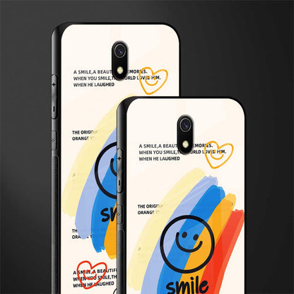 smile colourful glass case for redmi 8a image-2