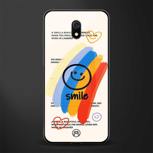 smile colourful glass case for redmi 8a image