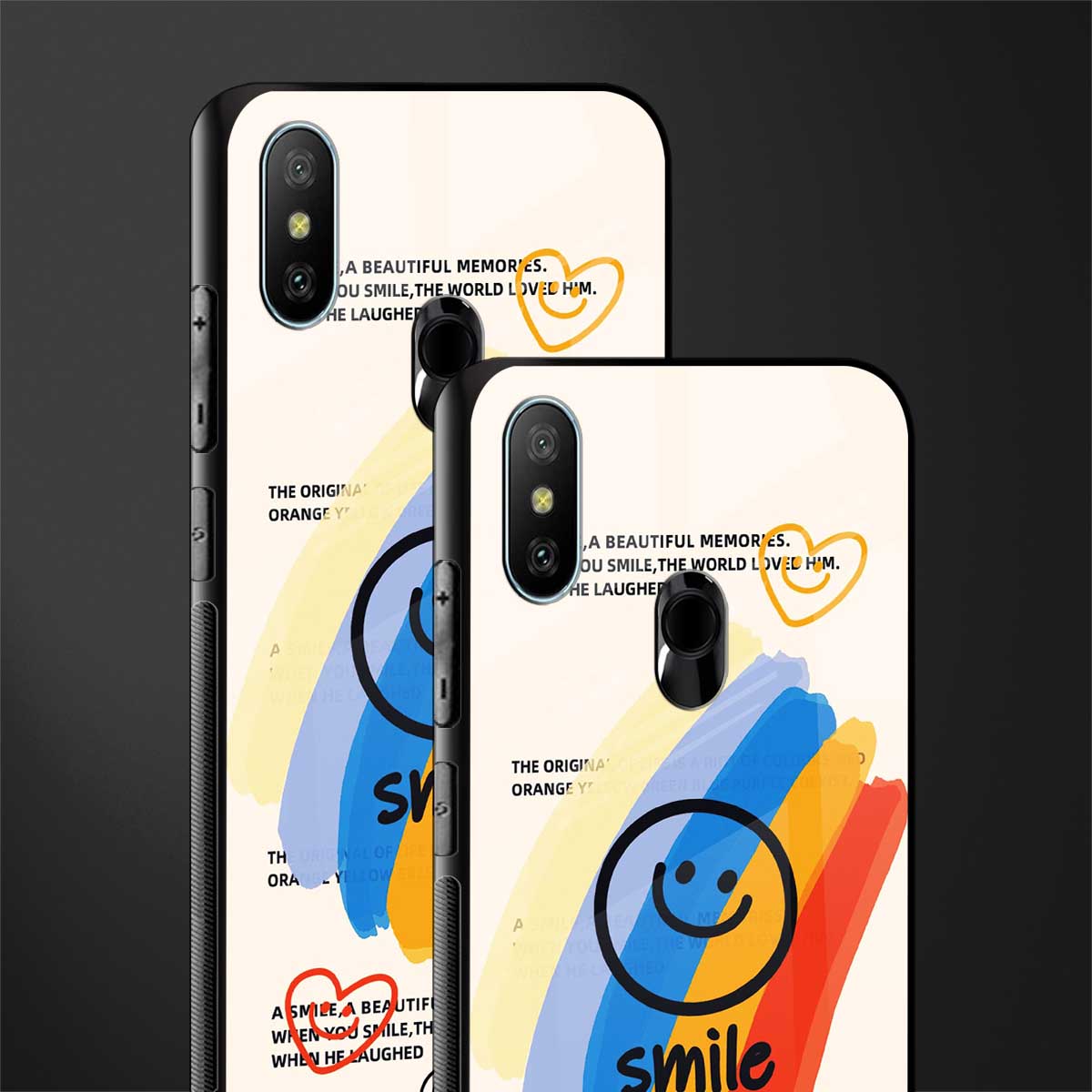 smile colourful glass case for redmi 6 pro image-2