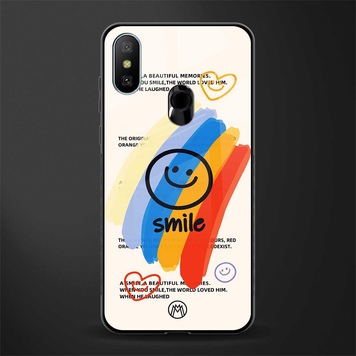 smile colourful glass case for redmi 6 pro image