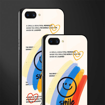 smile colourful glass case for oppo a3s image-2