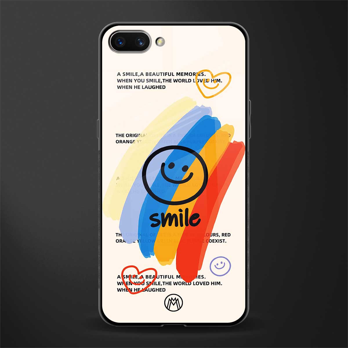 smile colourful glass case for oppo a3s image