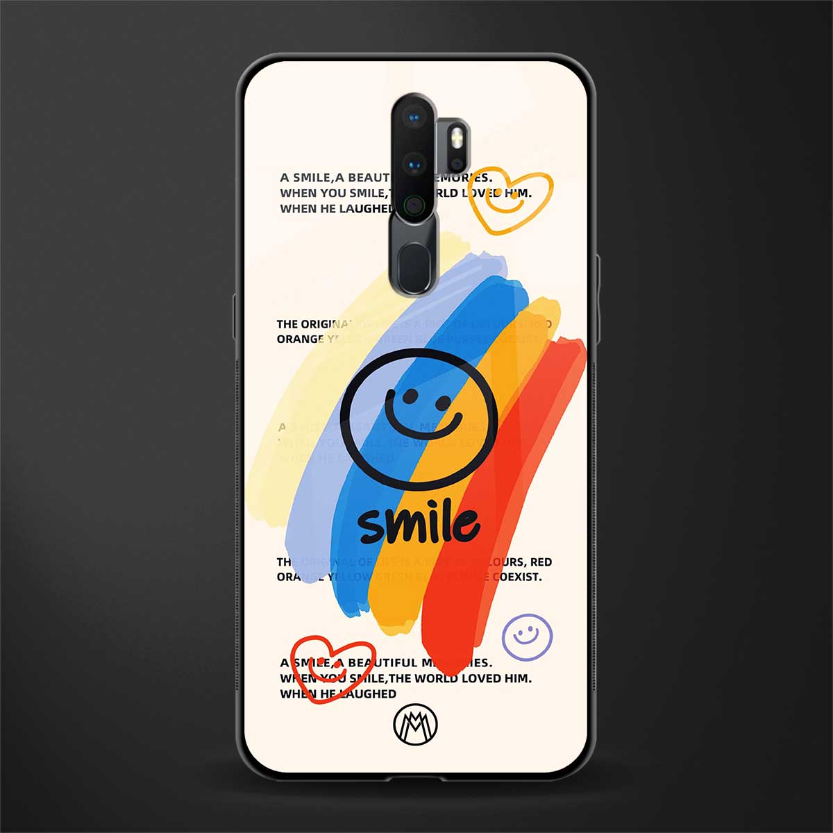 smile colourful glass case for oppo a5 2020 image