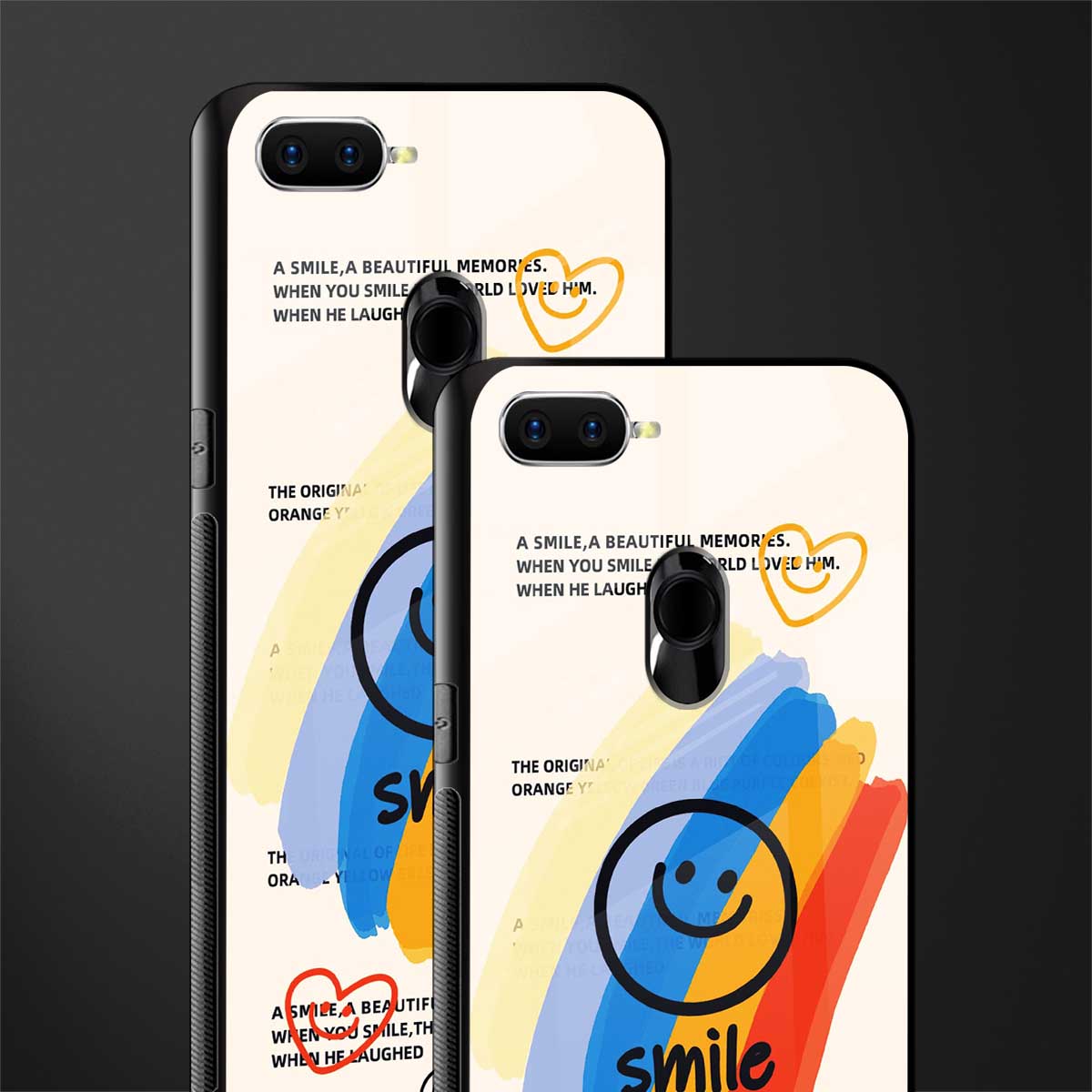 smile colourful glass case for oppo a12 image-2