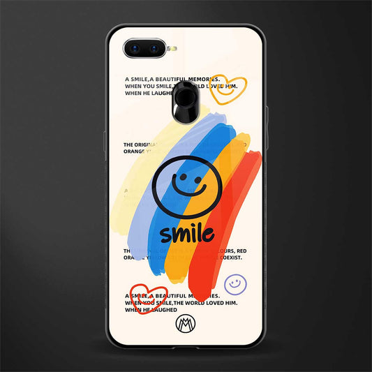 smile colourful glass case for oppo a7 image