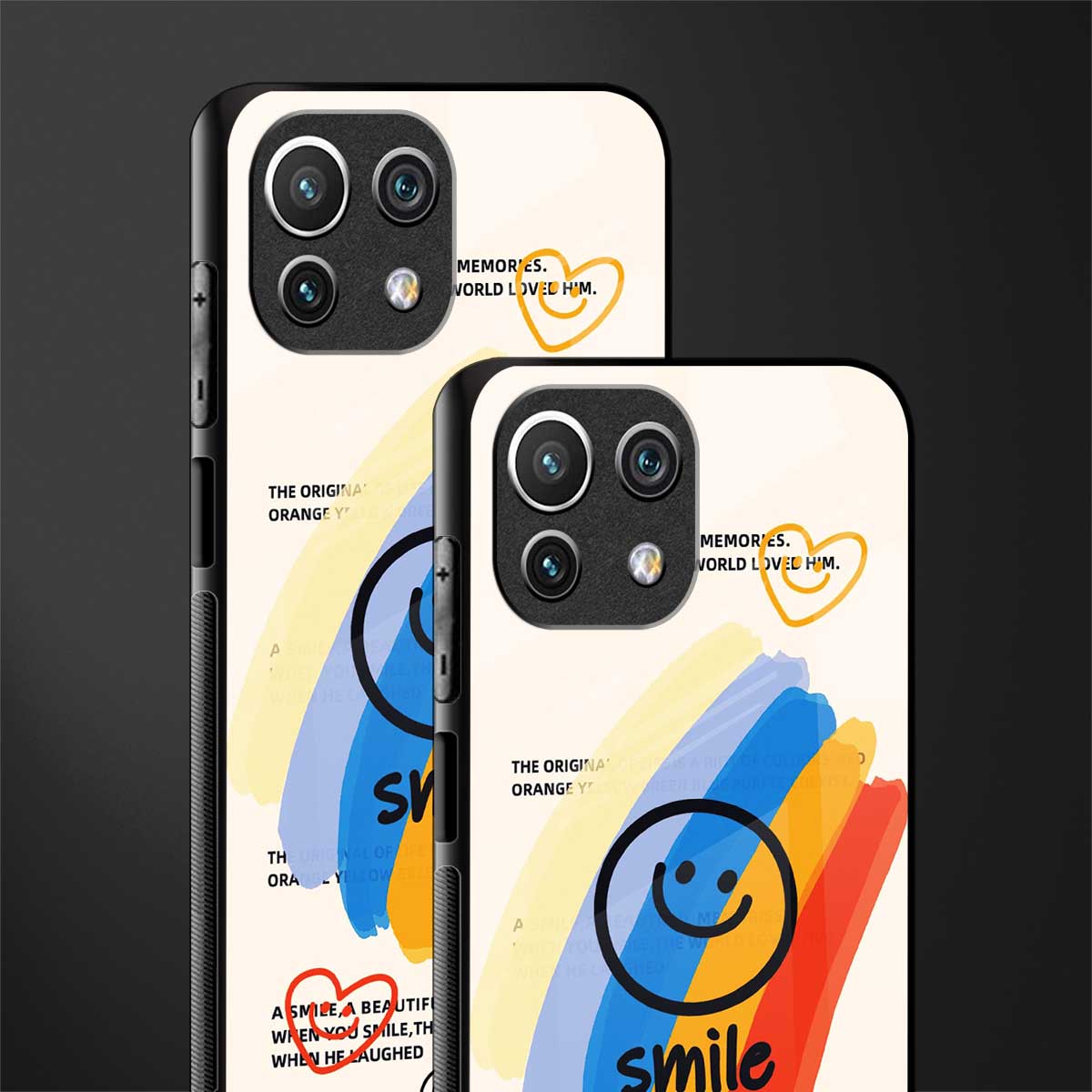 smile colourful glass case for mi 11 lite image-2