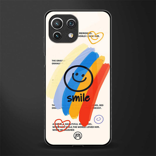 smile colourful glass case for mi 11 lite image