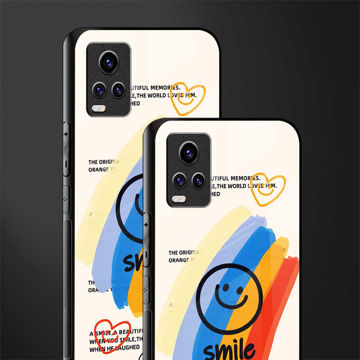 smile colourful back phone cover | glass case for vivo y73