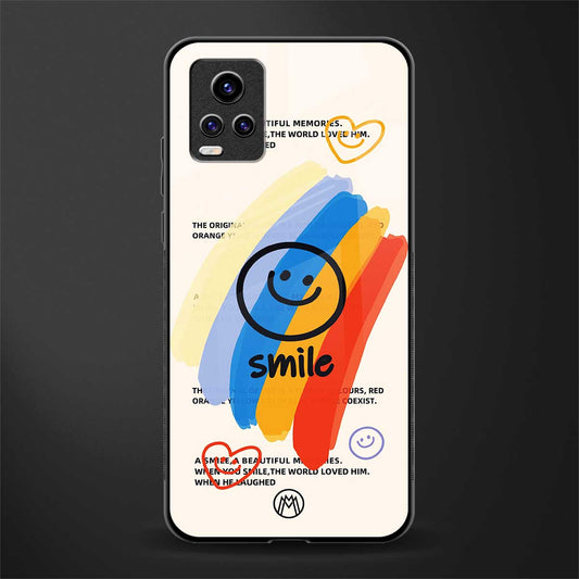 smile colourful back phone cover | glass case for vivo y73