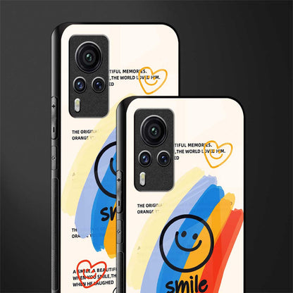 smile colourful glass case for vivo x60 pro image-2