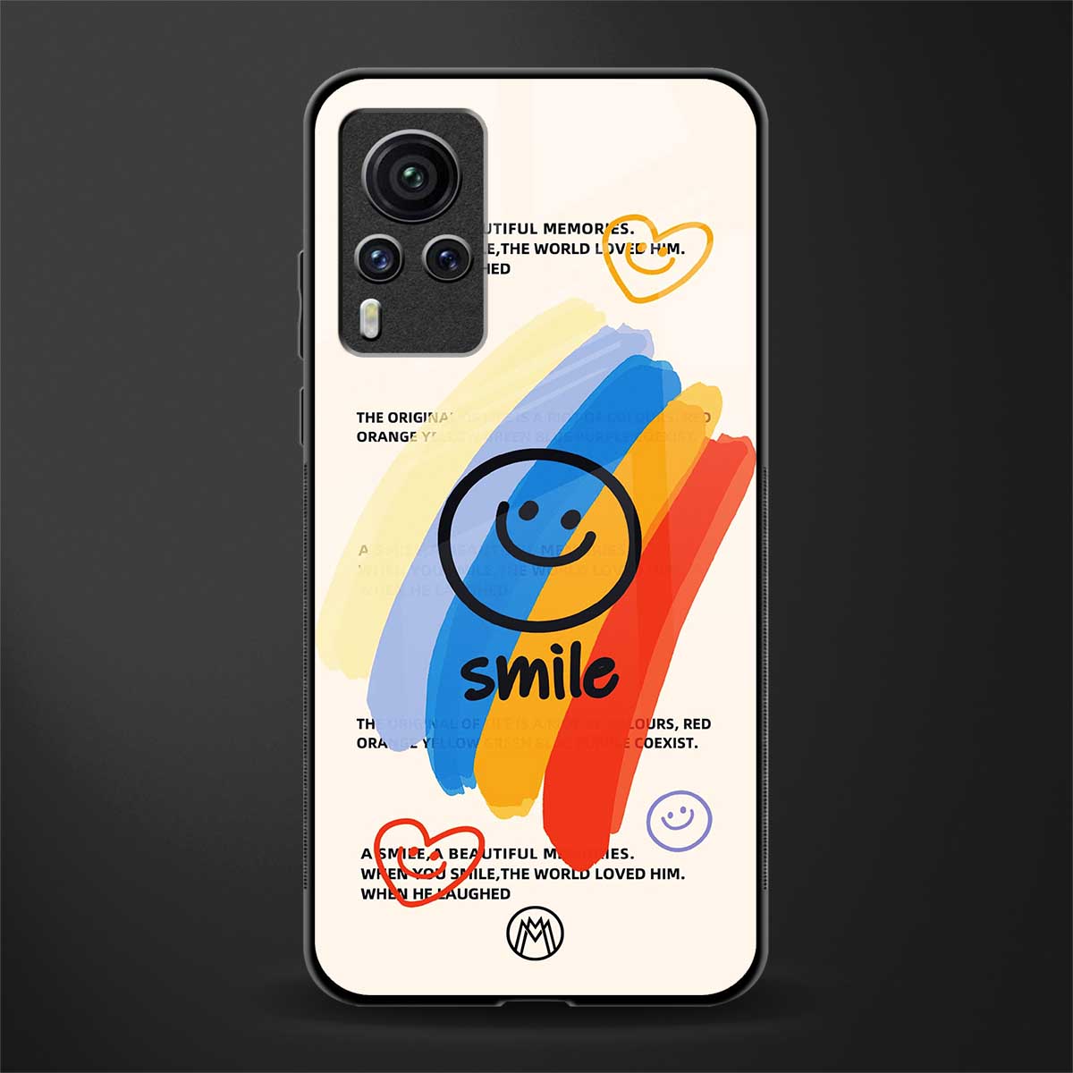 smile colourful glass case for vivo x60 pro image