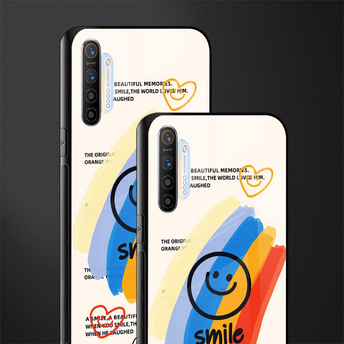 smile colourful glass case for realme xt image-2