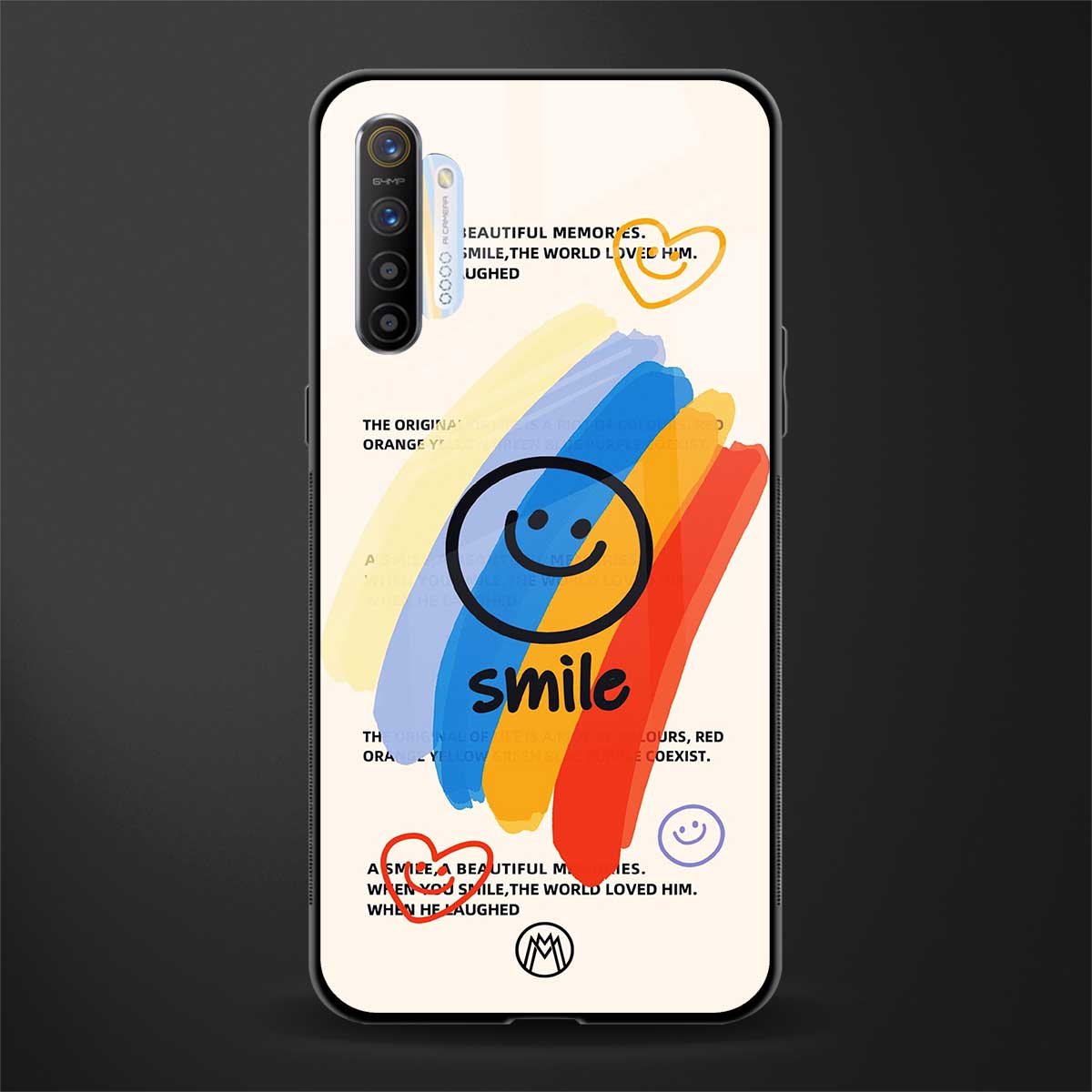 smile colourful glass case for realme x2 image