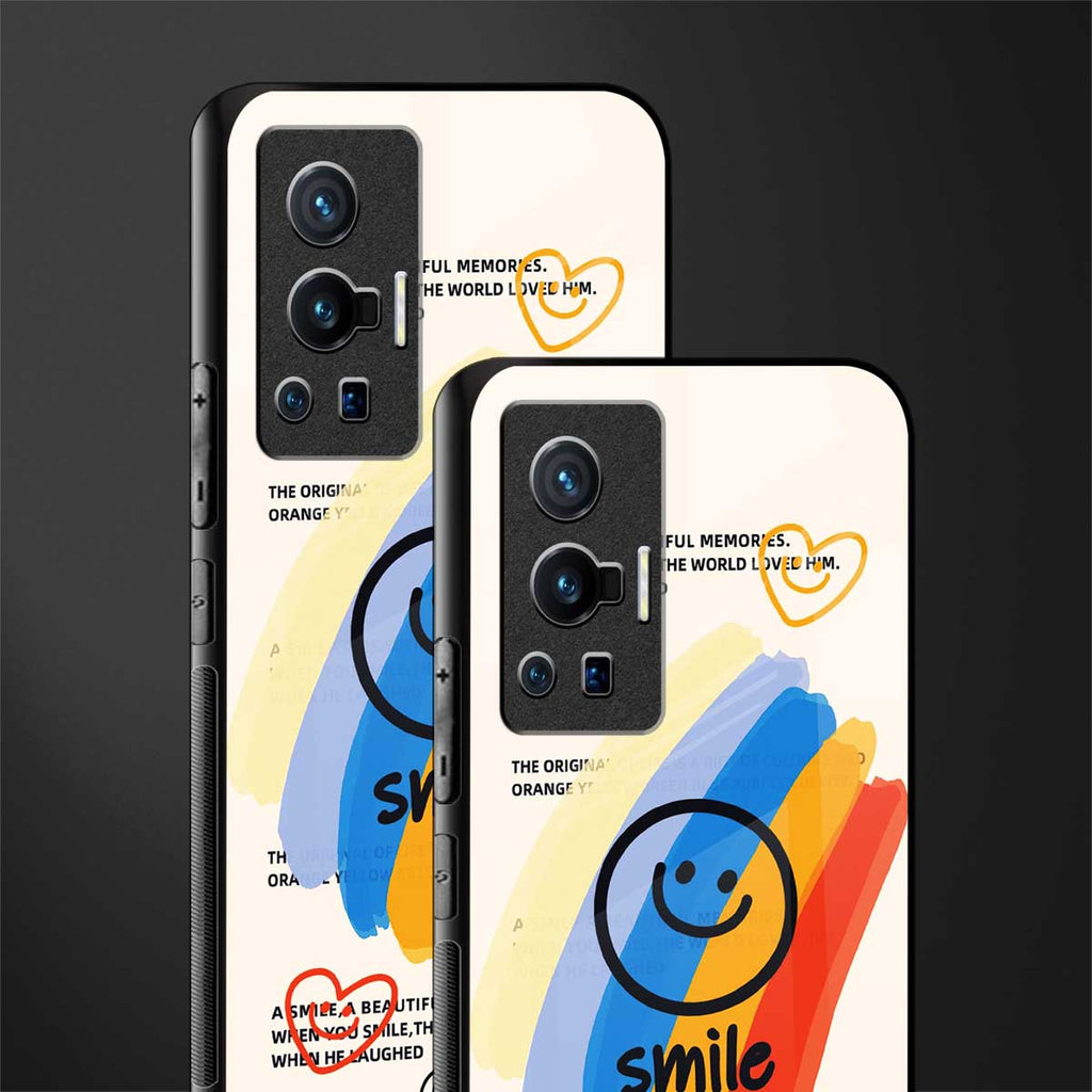 smile colourful glass case for vivo x70 pro image-2