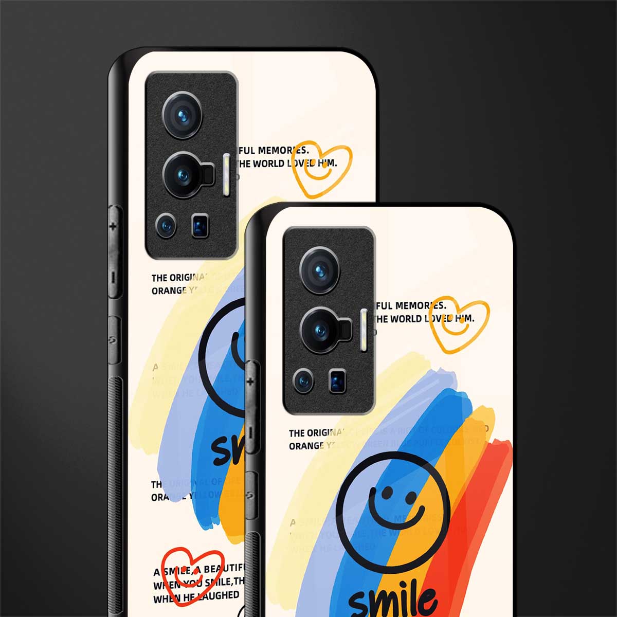 smile colourful glass case for vivo x70 pro image-2