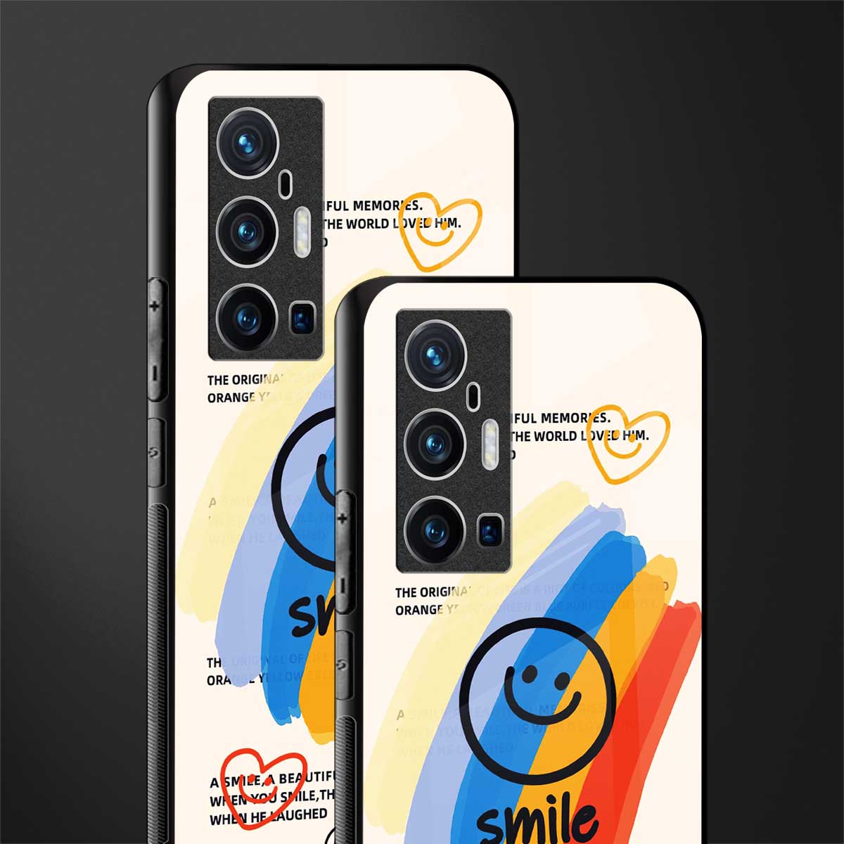 smile colourful glass case for vivo x70 pro plus image-2
