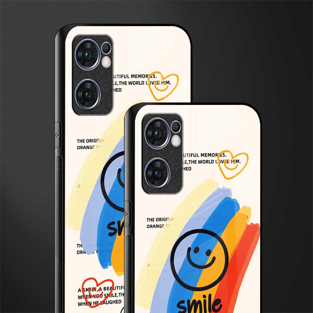 smile colourful glass case for oppo reno7 5g image-2