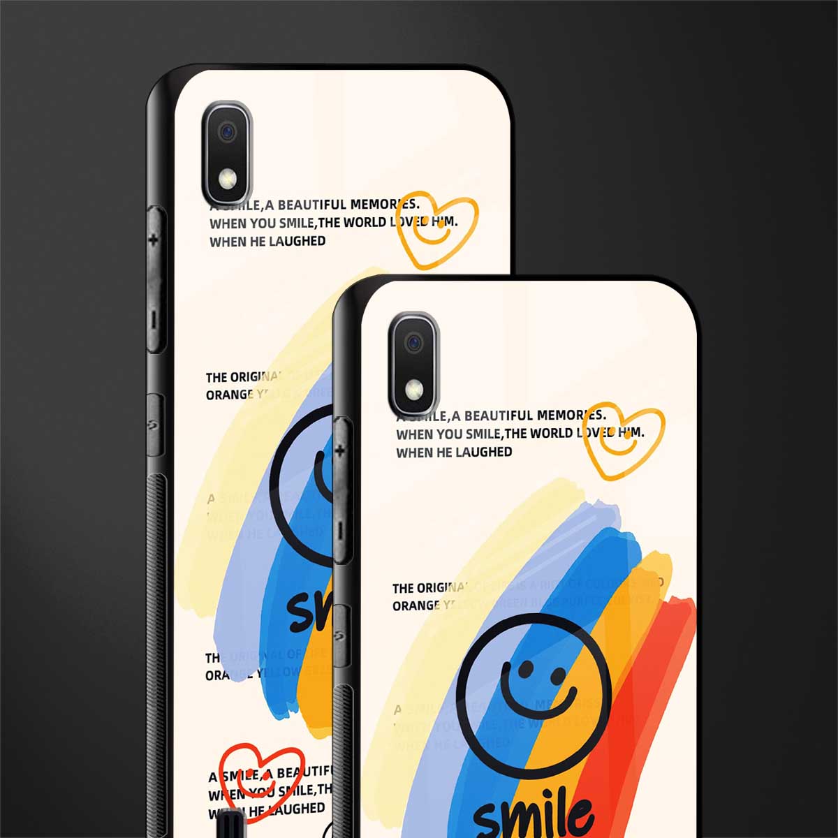 smile colourful glass case for samsung galaxy a10 image-2