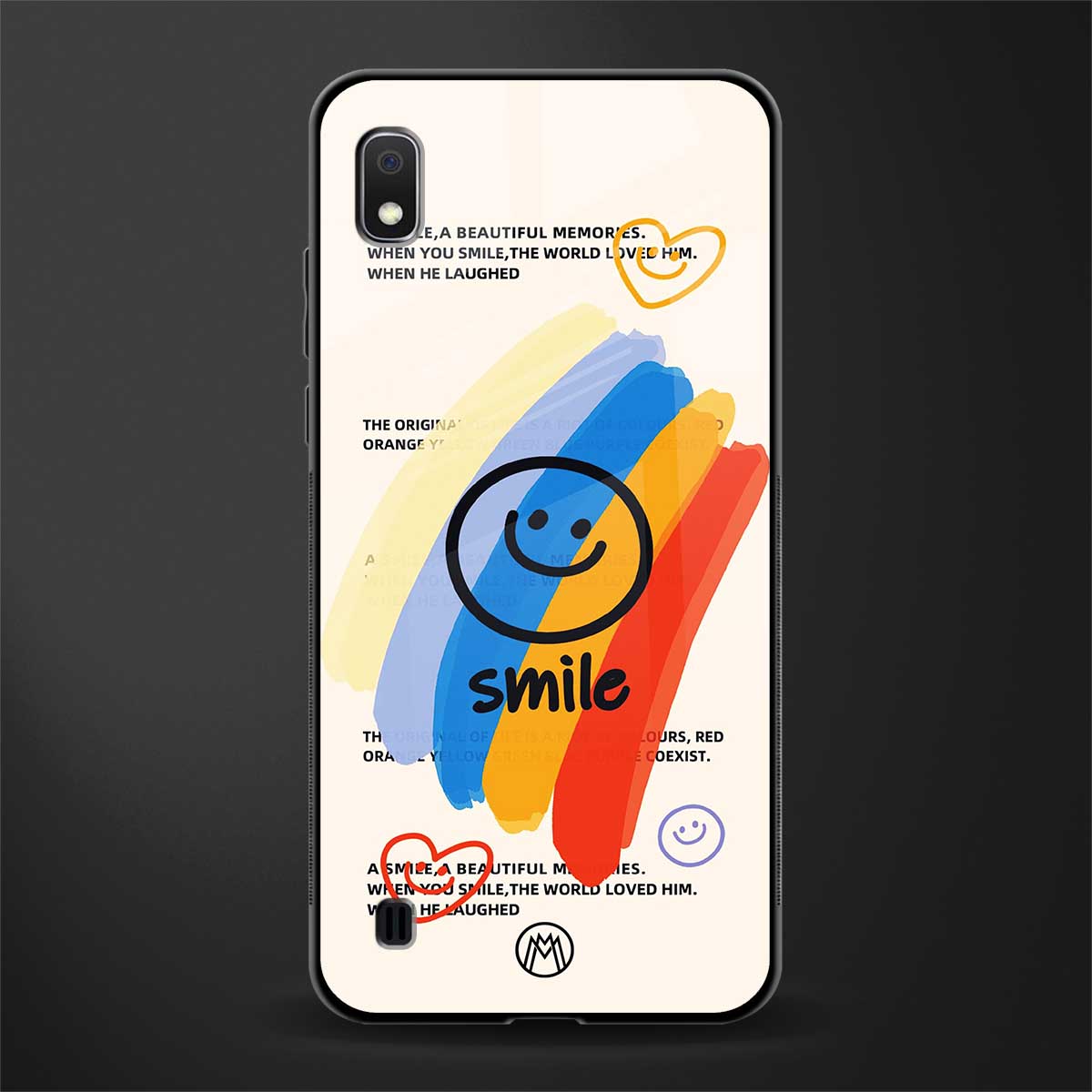 smile colourful glass case for samsung galaxy a10 image