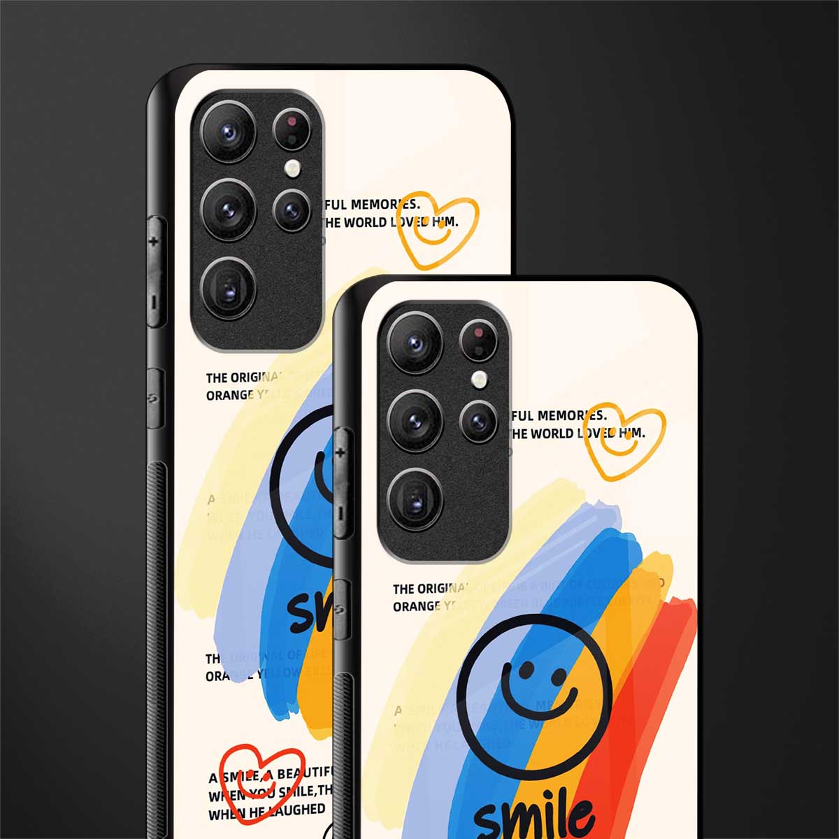 smile colourful glass case for samsung galaxy s22 ultra 5g image-2