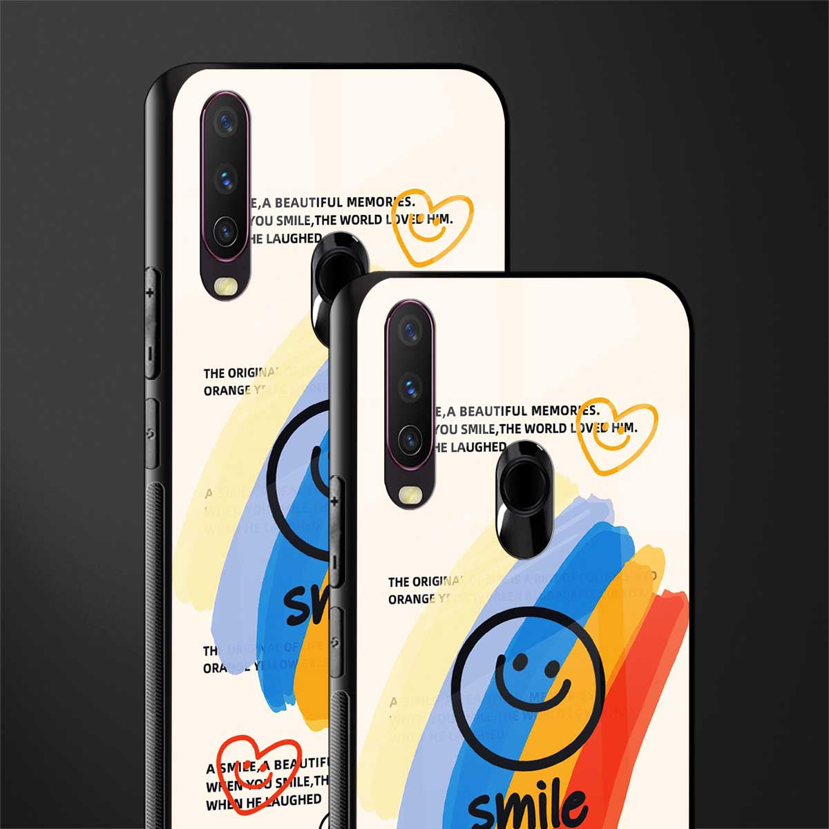 smile colourful glass case for vivo y17 image-2