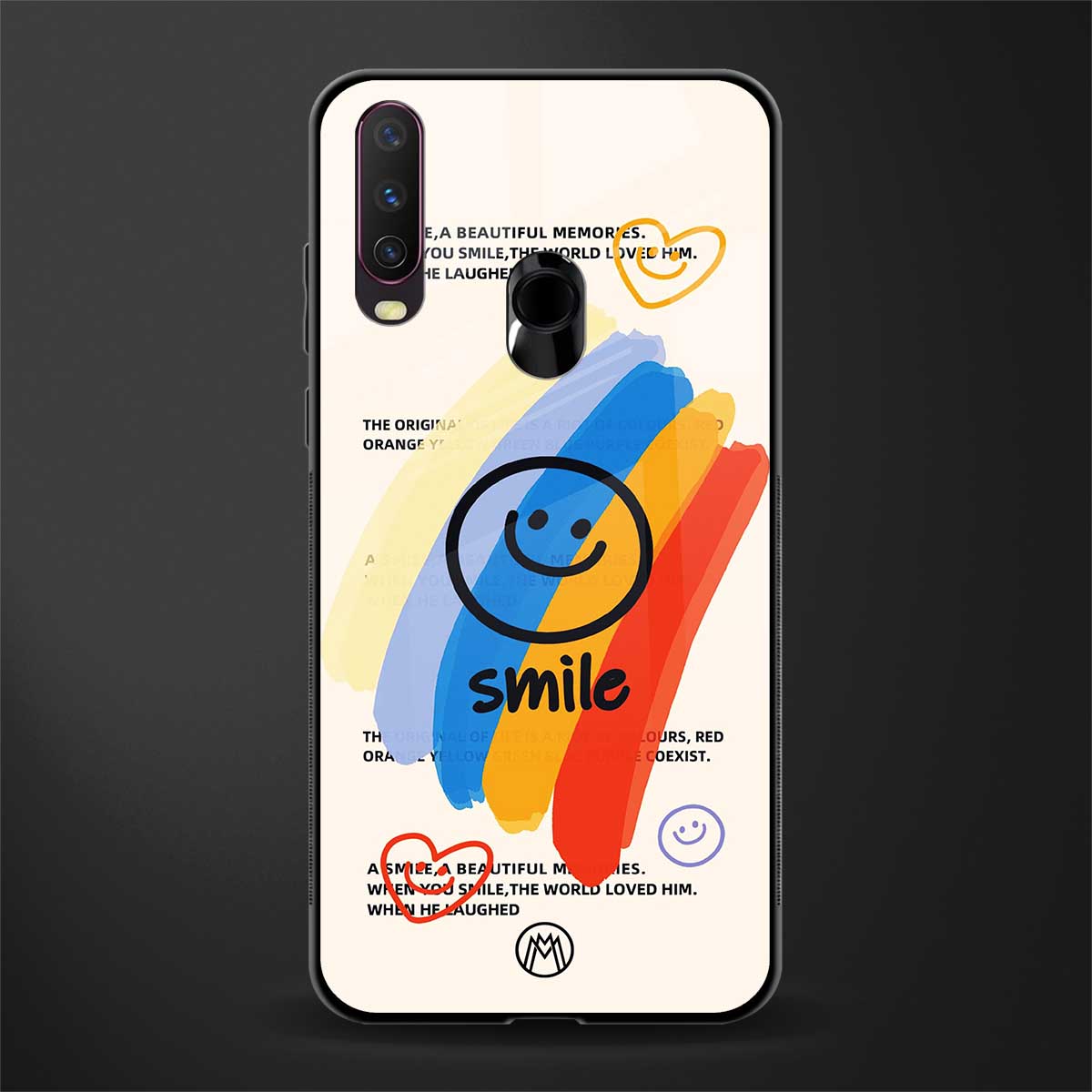 smile colourful glass case for vivo y17 image
