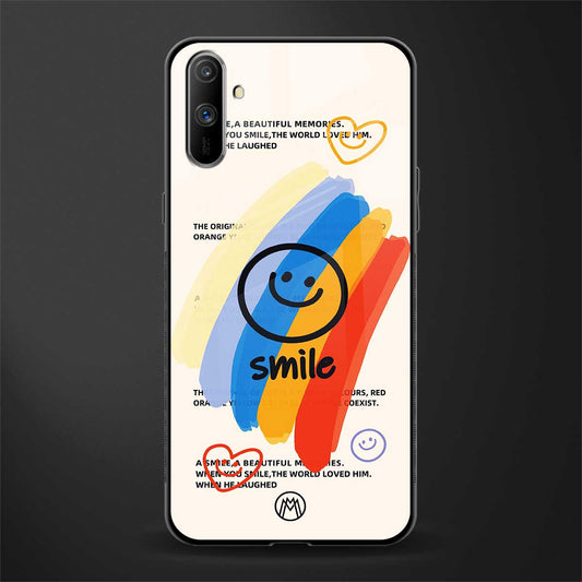 smile colourful glass case for realme c3 image