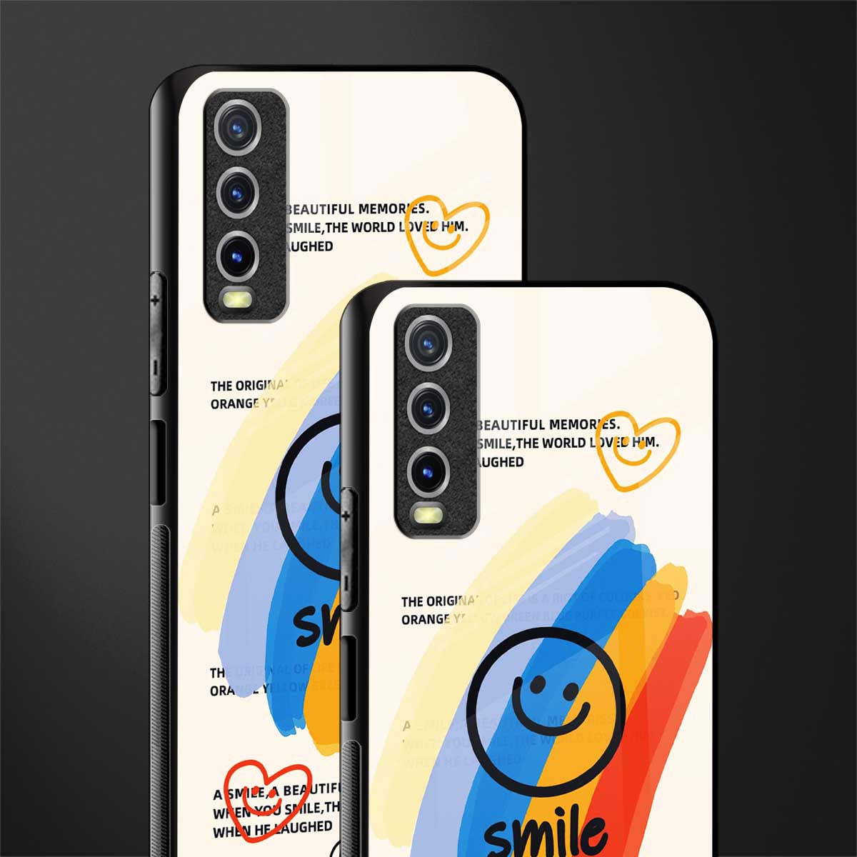 smile colourful glass case for vivo y12s image-2