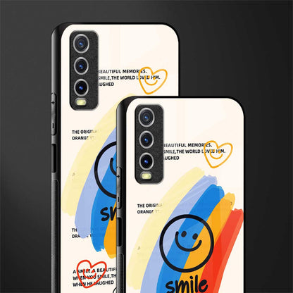 smile colourful glass case for vivo y12s image-2